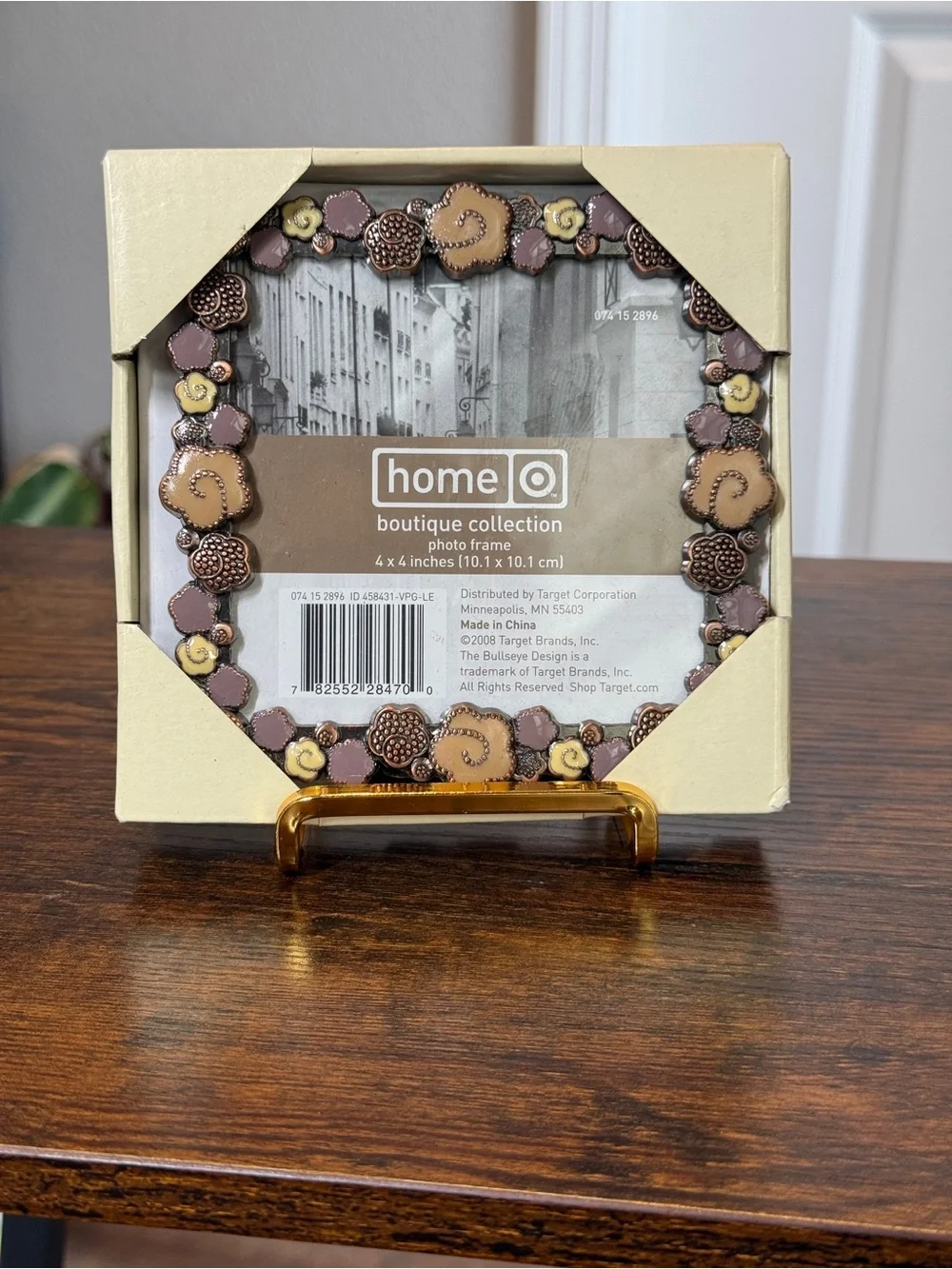 Boutique Collection Floral Accent 4x4 Photo Frame - Purple/Tan